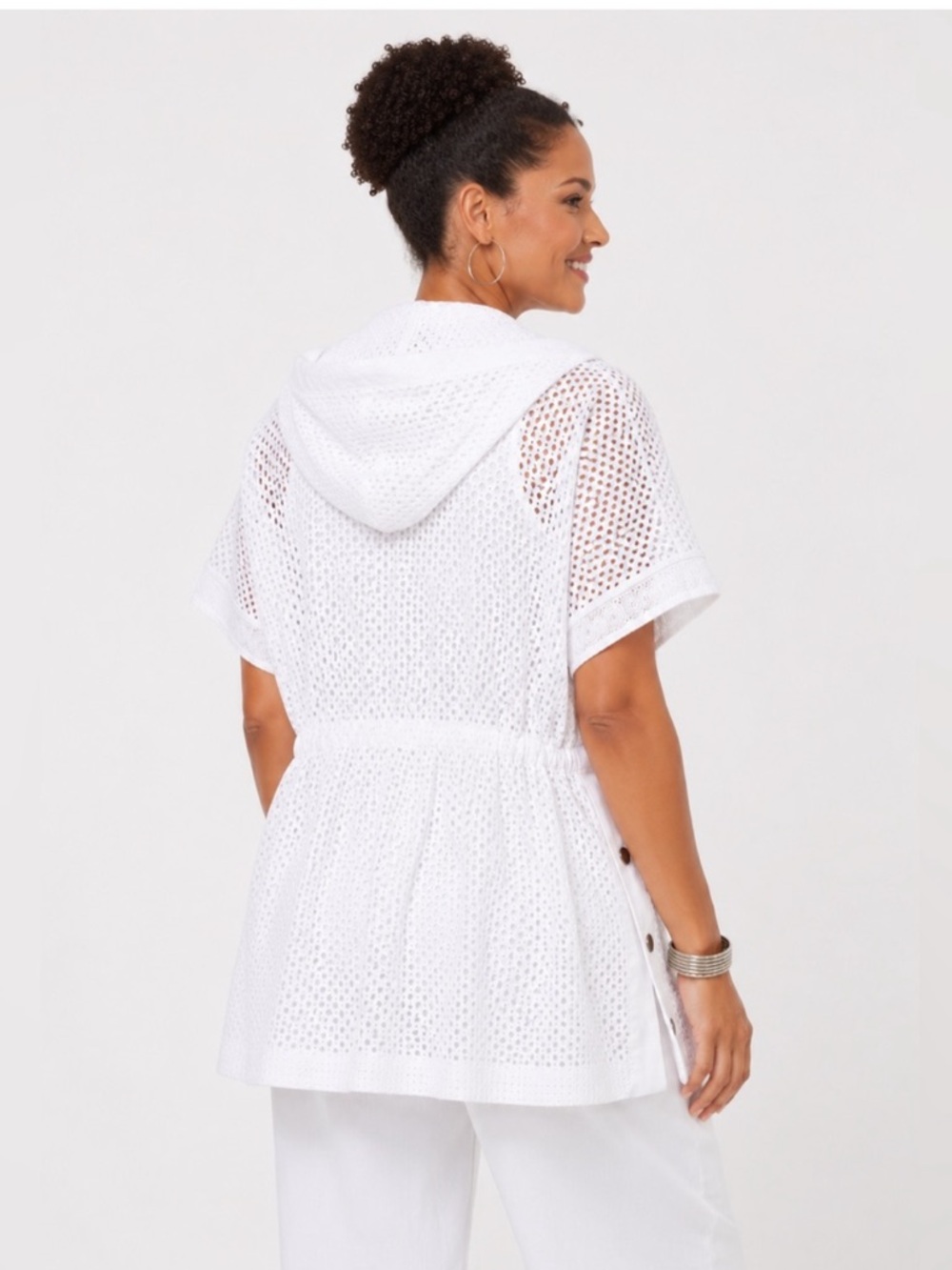 Chicos white eyelet anorak jacket or swimsuit cover size XL petite